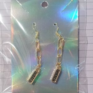 Gold Chain Earrings with 'Butter' Charm